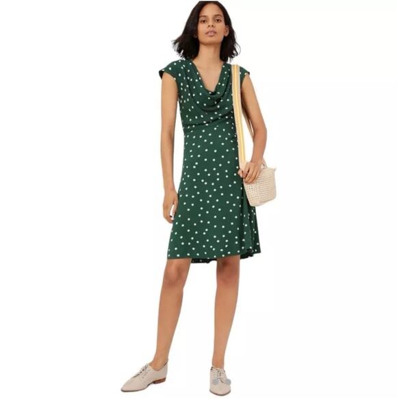 Anthropologie Dresses & Skirts - Anthropologie Maeve Betty Polka Dot Cowl Neck Sleeveless Dress Siz 2 Green Cream
